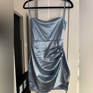 Mini Blue Satin Windsor Dress